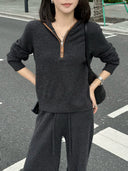 Hooded Color Block Knit Sweater（Z3604）