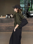Áo khoác nỉ có mũ khóa kéo dáng rộng (Z3516)