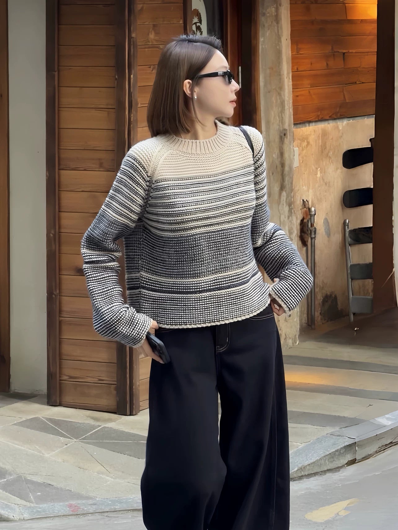 Contrast Stripe Relaxed Knit Sweater(Z2870) – LBZ Studio