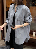 Loose Fit Plaid Shirt with Turn-Down Collar (Z1887)