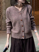 Vintage Crew Neck Textured Sweater（Z2541）