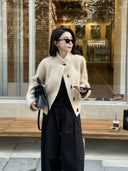 Toggle Button Textured Cropped Jacket（Z3755）