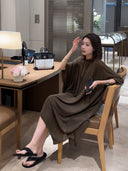 Vintage Slit Hem Midi Sweater Dress（Z3486）