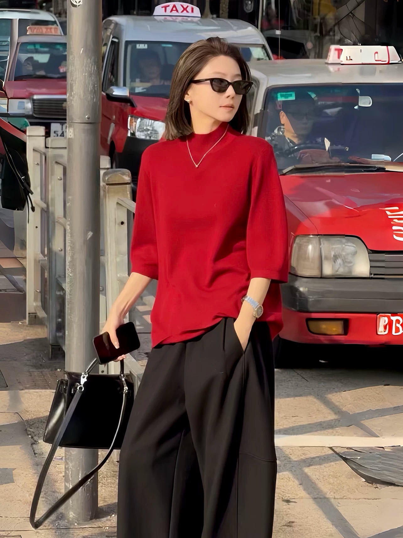 เสื้อถักคอครึ่งสูง แขนยาวปานกลาง สไตล์มินิมอล (Z2929)