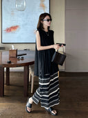 Diamond Pattern Color Block Midi Skirt（Z3293）