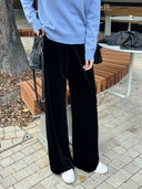 Velvet Elastic Waist Straight Pants（Z3752）