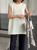 Rolled-Edge Neck Knit Vest（Z3118）
