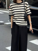 Contrast Stripe Short-Sleeve Top（Z3321）