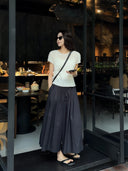 Pleated Elastic Waist Loose Pants