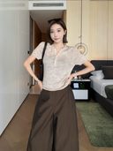 Half-Open Collar Marled Knit Top（Z3198）
