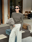 Ribbed Cropped Knit Sweater（Z3759）