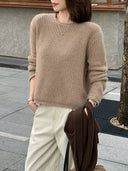 เสื้อสเวตเตอร์ผ้าถักลายวาฟเฟิลคอกลม (Z3668)