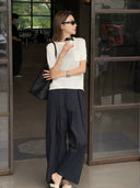 Single-Pocket Back-Slit Knit Top（Z3228）