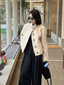 Toggle Button Textured Cropped Jacket（Z3755）