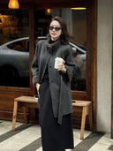 Sherpa Collar Cinched Waist Wool Coat（Z3619）
