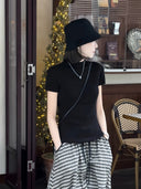 Kaos Rajut Slim-Fit Semi-Turtleneck Bernapas (Z1740)