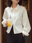Vintage Collared Loose Fit Shirt（Z2420）