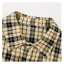 เสื้อเชิ้ตแขนยาวลายสก๊อตวินเทจเนื้อผ้ามีเท็กซ์เจอร์ (Z3489)
