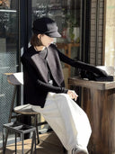 เสื้อแขนกุดคอกลมสีดำสไตล์มินิมอล（Z1640）