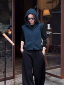 Solid Hooded Button Knit Vest（Z3561）