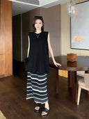 Diamond Pattern Color Block Midi Skirt（Z3293）