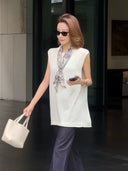 Rolled-Edge Neck Knit Vest（Z3118）