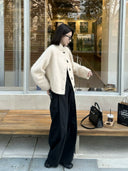 Toggle Button Textured Cropped Jacket（Z3755）