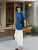 Elastic Waist Raw Hem Casual Trousers（Z3209）