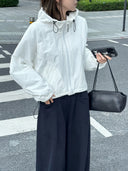 เสื้อแจ็คเก็ตมีฮู้ดแบบซิป เนื้อผ้าลายตาราง (Z3695)