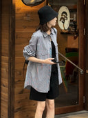 Loose Fit Plaid Shirt with Turn-Down Collar (Z1887)