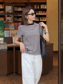 ストライプ構造ショルダートップ（Z3017）