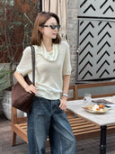 Cowl Neck Drapey Knit Top（Z3533）