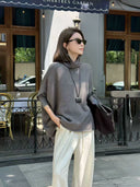 Turtleneck Wool Knit Cape Sweater（Z2396）