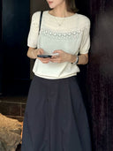 Neckline Panel Knit Top（Z3213）