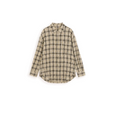 เสื้อเชิ้ตแขนยาวลายสก๊อตวินเทจเนื้อผ้ามีเท็กซ์เจอร์ (Z3489)