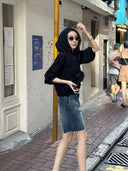 Drawstring Cinched Waist Chic Hoodie（Z3457）