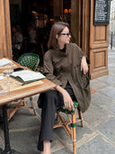 Drawstring Cinched Waist Casual Trench Coat（Z3454）