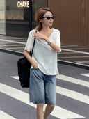 Soft Frayed Hem Denim Jeans（Z3128）