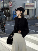 เสื้อแขนกุดคอกลมสีดำสไตล์มินิมอล（Z1640）