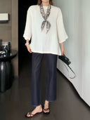 Casual Textured Loose-Fit Tee（Z3126）