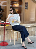 Lightweight Cutwork Hem Petal Pants（Z3342）
