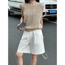 Pleated Silhouette Casual Shorts（Z3282）