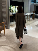 Vintage Slit Hem Midi Sweater Dress（Z3486）