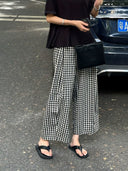 Vintage Plaid Elastic Waist Casual Pants（Z3439）