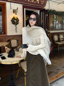 Checked Boat Neck Knit Top（Z3611）