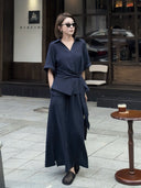 Sapphire Blue Tie-Waist Top（Z2201）