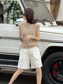 Crew Neck Marled Knit Vest（Z3288）