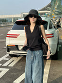 V-Neck Cinched Waist Knit Vest（Z3392）