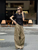 Vintage Elastic Waist Casual Pants（Z3443）