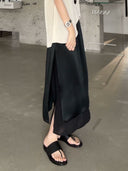 กระโปรงเลเยอร์ประดับมุกสีดำ Draped (Z2135)